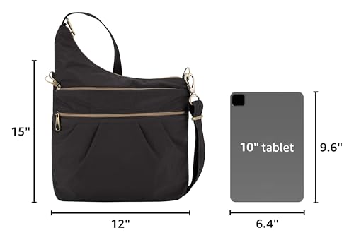 Travelon Anti-Theft Signature 3 Compartment Crossbody Bag - color: Black