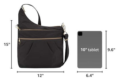 Travelon Anti-Theft Signature 3 Compartment Crossbody Bag - color: Black
