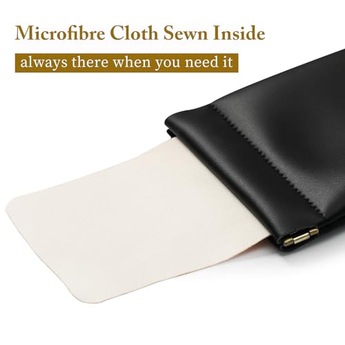 Squeeze Top Sunglass Case, New Organosilicon Soft PU Leather Eyeglass Glass Case Travel Large Sunglasses Pouch - color: Black