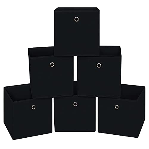 Black Foldable Storage Cubes Bins ,11 Inch Cloth Storage Cube Fabric Storage Box Cubes Organizer Baskets with Handles for Home Organizer Set of 6 (Black) - color: Black, size: 6 Pack