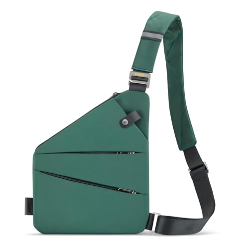 WANDER PLUS® Anti Theft Crossbody Bag, Shoulder Bag Anti-theft Design for Travel, Sport, Work - color: Forest Green