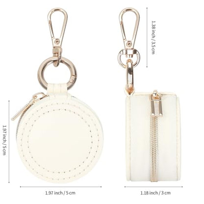KUKUVR Jewelry Ring Holder Box with Keychain, Portable Gym Jewelry Storage Box Case, Small Travel Ring Earring Stud Necklace Storage Case (White) - color: White