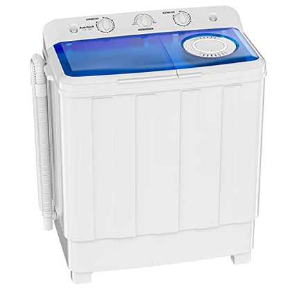 Auertech Portable Washing Machine, 28lbs Twin Tub Washer Mini Compact Laundry Machine with Drain Pump, Semi-automatic 18lbs Washer 10lbs Spinner Combo for Dorms, Apartments, RVs - size: 28lbs capacity
