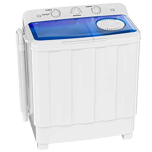 Auertech Portable Washing Machine, 28lbs Twin Tub Washer Mini Compact Laundry Machine with Drain Pump, Semi-automatic 18lbs Washer 10lbs Spinner Combo for Dorms, Apartments, RVs - size: 28lbs capacity