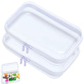 Clear Hard Shell Zipper Case, Upgraded Thicker Transparent Plastic Bins for Organizing, See Through Zipper Pouches Makeup Case, Lidded Storage Bins Organizer for Storage Cosmetics (S+S)