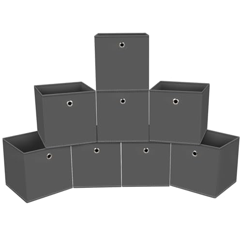 Foldable Storage Cubes Bins ,11 Inch Cloth Storage Cube Fabric Storage Box Cubes Organizer Baskets with Handles for Home Organizer Set of 8 (Grey) - color: Grey, size: 8 Pack