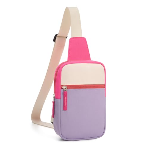 Birthday Gifts for 8 9 10 11 12 Year Old Teens Girls Kids, Fanny Pack Crossbody Bag Sling Belt Bags Purse, Dorm Travel Essentials for Girls Fashion, Preppy Tween Teen Girl Gift Trendy Stuff - color: Light Pink & Purple