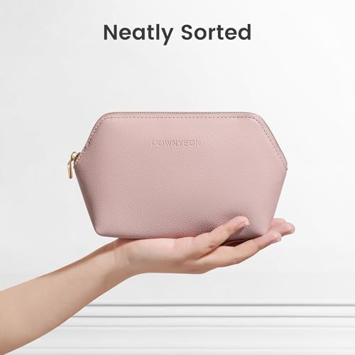 ROWNYEON Small Makeup Bag for Purse, Mini Portable Cosmetic Bags for Women, PU Leather Coin Purse Lipstick Cosmetic Accessories Organizer, Travel Makeup Pouch Zipper Pouch for Men Women - color: Mauve Pink, size: L(6.5''x1.8''x4.9'')