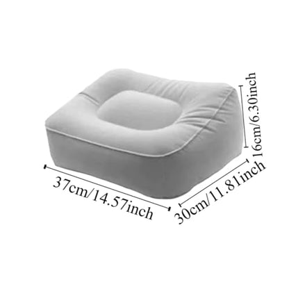 Footrest with Air Pump - Soft Flocking Adjustable Height Leg Support Cushion for Travel, Office & Home Use,37x30x16cm/14.57x11.81x6.30in(Grey) - color: Grey