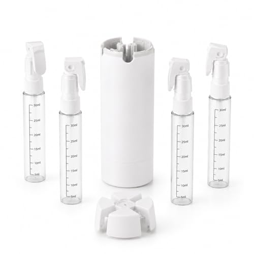 4-in-1 30ML Travel Size Dispenser Toiletries Bottles Set, Leak-Proof Refillable Containers Dispensers Labels Portable Toiletry Organizer Cup for Shampoo, Lotion, Soap Travel Essentials