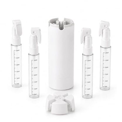 4-in-1 30ML Travel Size Dispenser Toiletries Bottles Set, Leak-Proof Refillable Containers Dispensers Labels Portable Toiletry Organizer Cup for Shampoo, Lotion, Soap Travel Essentials