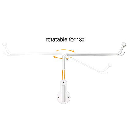 Mkono Wall Mounted Clothes Hanger with Swing Arm Holder Valet Hook Metal Hanging Laundry Drying Rack Space Saver for Closet Organizer, Laundry Room Organization Bathroom, Bedroom,2 Pcs, White - color: White