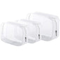 3 Pack Clear Plastic Zippered Toiletry Carry Pouch TSA Approved Toiletry Bag Portable Cosmetic Makeup Bag for Vacation, Bathroom and Organizing (White 3Pcs, Small/Large) | TSA Approved, Portable Cosmetic Makeup Bag, For Vacation, Bathroom and Organizing -