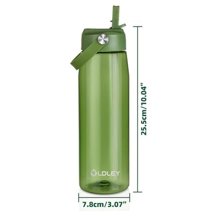 OLDLEY 32 oz Water Bottle with Straw, Leakproof Sports Water Bottle with Carry Strap, BPA-Free Large Water Bottles for Home,Travel, School, Outdoors, Gym, Tritan, Olive Green - color: Olive Green