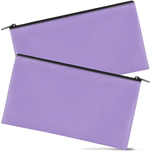 2 Pieces Money Bags with Zipper, 11x6.1 inch Money Pouch, Bank Bag, Cash Bag, Check Wallet, Cosmetics(Purple) - color: Purple, size: 2 Pieces