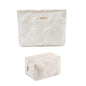 uekeboag 2Pcs White Shells Quilted Cotton Makeup Pouch Set,Coquette Quilted Toiletry Bag for Women and Girls, Floral Coquette Organizer Bag, Aesthetic Travel Cosmetic Bags(2Pcs White Shells) - color: 2Pcs White Shells