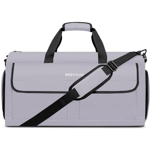 Travel Garment Bag Suit Bags for Men with Shoulder Strap & Shoes Compartment, Water Resistant Carry On Garment Duffle Bag - 2 in 1 Hanging Suit Garment Bags for Travel, Grey - color: Grey