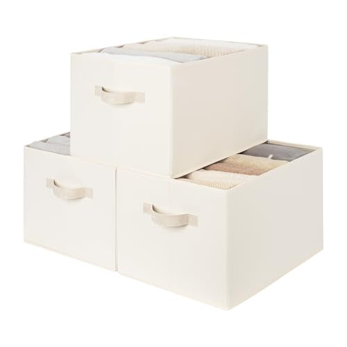 StorageWorks Fabric Closet Organizers and Storage Bin, Foldable Shelf Baskets for Organization and Storage, Beige, 3-Pack, Extra Large - color: Beige, size: Extra Large