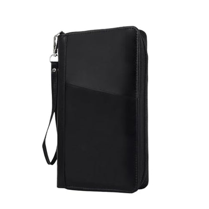 Leather Passport Holder Family, RFID Blocking Passport Wallet, Travel Essentials Premium Wallets - color: Black