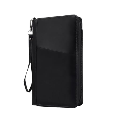 Leather Passport Holder Family, RFID Blocking Passport Wallet, Travel Essentials Premium Wallets - color: Black