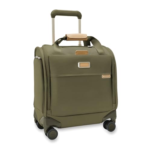 Briggs & Riley Cabin Spinner - Carry On Luggage for Travel, Suitcases with Wheels, Softside Rolling Bag for Men & Women, Fits Under Plane Seat, Interlocking Handle - Baseline Collection, Olive - color: Olive, size: 16" Underseat Cabin Bag