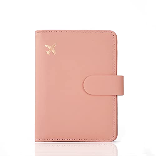 Melsbrinna Premium Leather Passport Holder Covers Case, Waterproof Rfid Blocking Travel Wallet Passport Holder with Pen Holder, Cute Passport Book for Women/Men - color: AC-Baby pink
