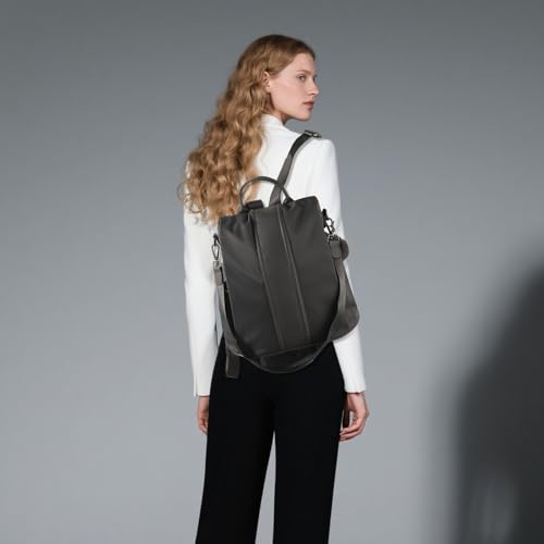 PINCNEL Women Backpack Purse Waterproof Nylon Anti-theft Rucksack Lightweight Shoulder Bag - color: Gray, size: Medium