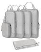 Hynes Eagle 6 Set/ 4 Set/ 2 Set Compression Packing Cubes Travel Essentials Lightweight Nylon Luggage Suitcase Organizer Bag Light Grey 6PCS - color: Light Grey-6 PCS