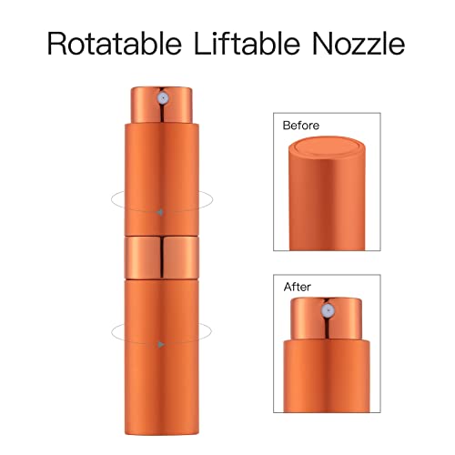 LISAPACK 8ML Atomizer Perfume Spray Bottle for Travel, Empty Refillable Cologne Dispenser, Portable Sprayer (Orange) - color: Orange