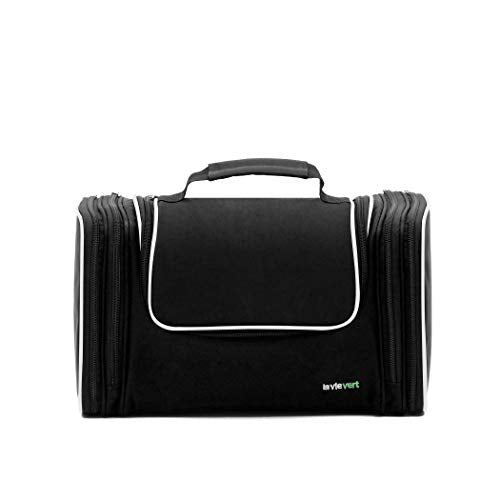 LAVIEVERT Toiletry Bag/Makeup Organizer/Cosmetic Bag/Portable Travel Kit Organizer/Household Storage Pack/Bathroom Storage with Hanging for Business, Vacation, Household - Black