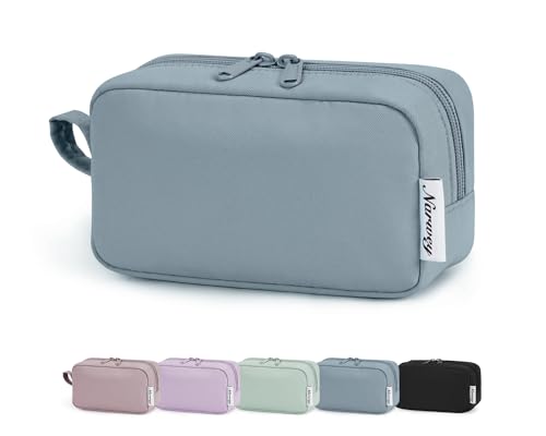 Narwey Small Makeup Bag for Purse Travel Makeup Pouch Mini Cosmetic Bag Zipper Pouch for Women (Greyish Blue, Small) - color: AB-Greyish Blue, size: Small