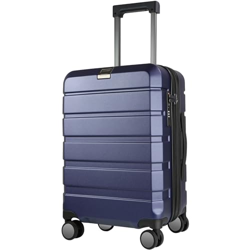 KROSER Hardside Expandable Carry On Luggage with Spinner Wheels & Built-in TSA Lock, Durable Suitcase Rolling Luggage with USB Port, Carry-On 20-Inch, Navy - color: Navy