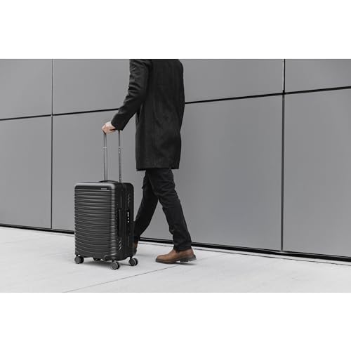 Samsonite Framelock Max Hardside Luggage with Spinner Wheels, Lightweight zipper-less (Asphalt Black, Large Spinner) - color: Black, size: Large Spinner