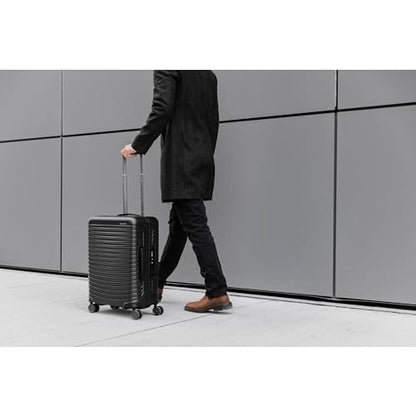 Samsonite Framelock Max Hardside Luggage with Spinner Wheels, Lightweight zipper-less (Asphalt Black, Large Spinner) - color: Black, size: Large Spinner
