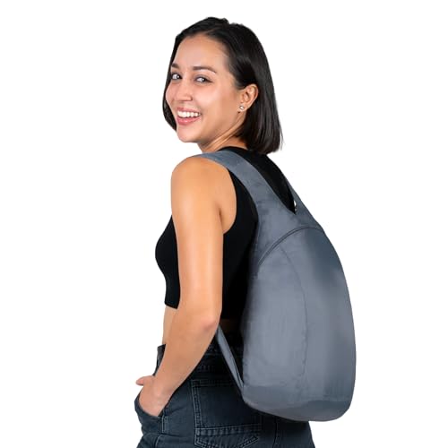 Nanobag Daypack - Ultralight 16L Foldable Travel & Hiking Backpack, Reusable, Packable, Collapsible Bag for Men & Women (Gray) - color: Gray