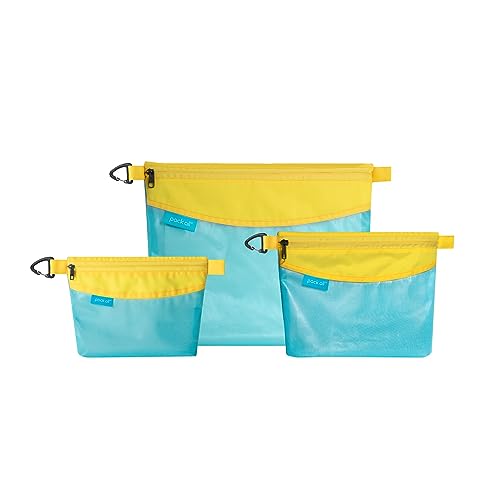 pack all 3 Pcs Water-Resistant Material Zipper Pouch Set, Mesh Zipper Bags for Storage, Travel, Office (Blue) - color: Blue, size: Set
