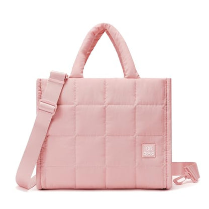 Quilted Crossbody Bags for Women,Puffer Weekender Overnight Bag,Purse Handbag Organizer,Small Tote Bags Shoulder Bag - color: Light Pink