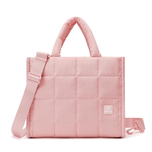 Quilted Crossbody Bags for Women,Puffer Weekender Overnight Bag,Purse Handbag Organizer,Small Tote Bags Shoulder Bag - color: Light Pink