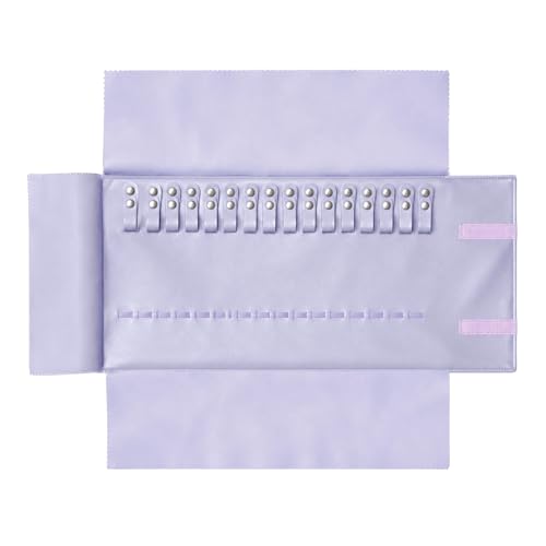 UnionPlus Travel Jewelry Roll, Faux Leather Necklaces Organizer Bag, Elastic Band and Anti-winding, Lavender Violet - color: Leather Lavender Violet, size: Medium