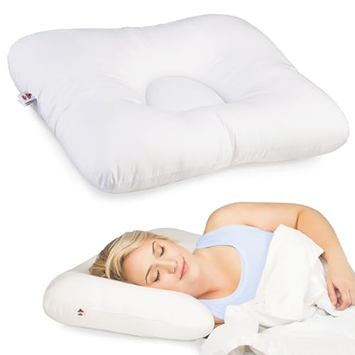 Core Products D-Core Cervical Neck Pillow - Extra Firm Orthopedic Support for Neck Discomfort, Back Sleepers, Dual Neck Rolls, Cervical Alignment, Full Size, Assembled in USA - color: White, size: Full size
