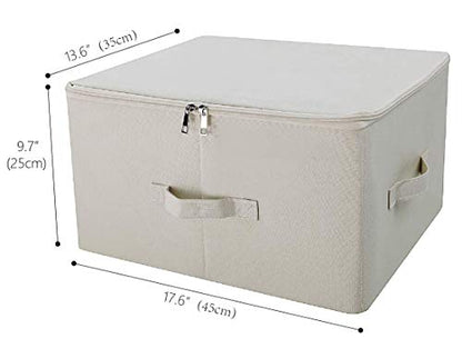 iwill CREATE PRO 3-Pack Beige Folding Storage Boxes with Zip Lid | Collapsible & Stackable Rigid Organizer Bins for Clothes, Blankets, Books - color: Beige, 3pcs