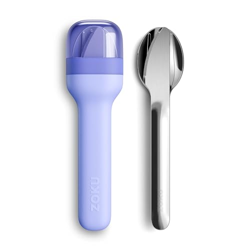 ZOKU Pocket Utensil Set, Blue - Stainless Steel Fork, Knife, and Spoon Nest in Case - Portable Design for Travel, School, Work, Picnics, Camping and Outdoor Home Use - color: Blue