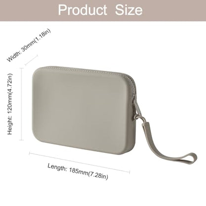 Large Silicone Multifunctional Essential Bag Portable Travel Makeup Bag for Women Men Cards Cash Bag Zipper Pouch (Grey) - color: Grey