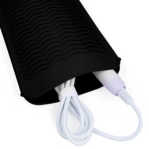 1Pack Silicone Heat Resistant Mat Pouch for Hair Straightener, Curling Iron, Flat Iron and Hot Hair Tools Black - color: Black, size: 1 Pack