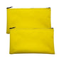 Multipack of 2 Compact Zipper Cloth Pouches, Zipper Bag, Travel Toiletry, Cosmetics, Stationary Case, 11 x 6 inches (Yellow) - color: Yellow
