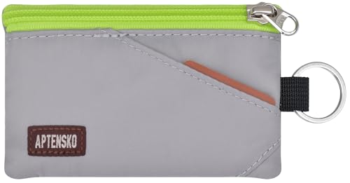 RFID Blocking Travel Wallet with Adjustable Lanyard, Small Nylon Zipper Pouch and Badge Holder for ID, Credit Cards, Cash, Keys, Commuters (Grey) - color: Grey