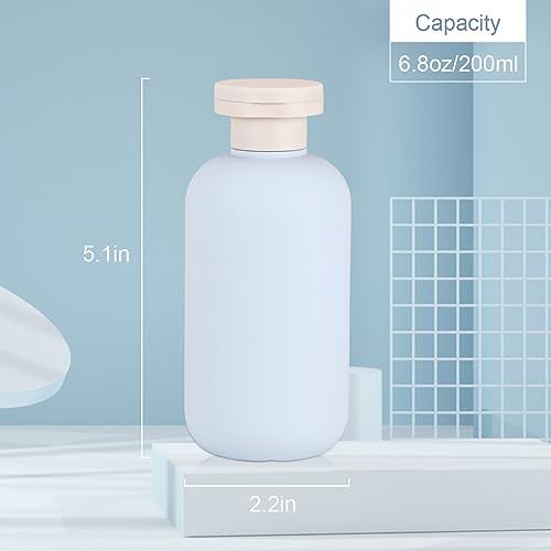 6.8 oz Plastic Travel Shampoo Bottles, Refillable Flip Cap Squeeze Bottles for Toiletries, Large Leakage-proof Travel Shampoo and Conditioner Container (Blue) - color: Blue, size: 200ml/6.8oz