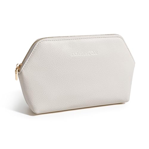ROWNYEON Small Makeup Bag for Purse, Mini Portable Cosmetic Bags for Women, PU Leather Coin Purse Lipstick Cosmetic Accessories Organizer, Travel Makeup Pouch Zipper Pouch for Men Women - color: White, size: L(6.5''x1.8''x4.9'')