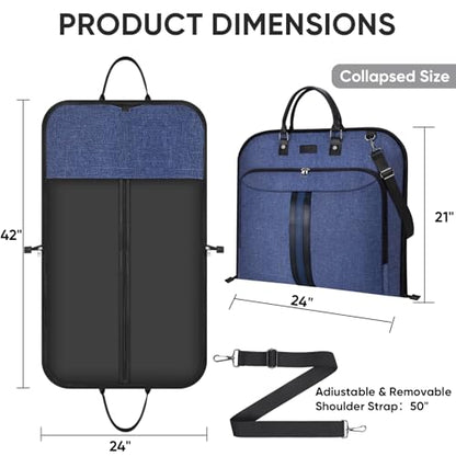 BALEINE Travel Garment Bag, Travel Suit Bag for Men, Water Resistant Carry on Garment Bag for Hanging Clothes, Garment Duffel Bag for Travel Business (Blue) - color: Blue