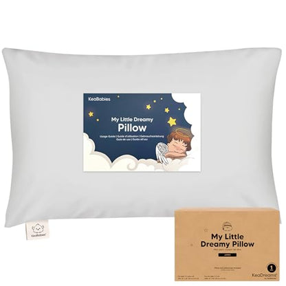 KeaBabies Organic Toddler Pillow with Pillowcase, Jumbo 14X20 - Soft Cotton Toddler Pillows for Sleeping - Machine Washable - Perfect for Travel, Toddler Bed Set (French Gray) - color: French Gray